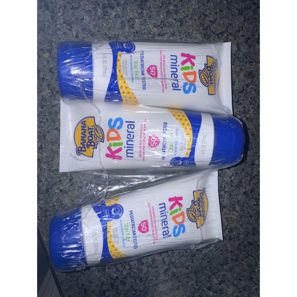 Banana Boat Kids Mineral Sunscreen‎ Lotion SPF 50+ 6oz 3 Pack Tear Free Sunblock